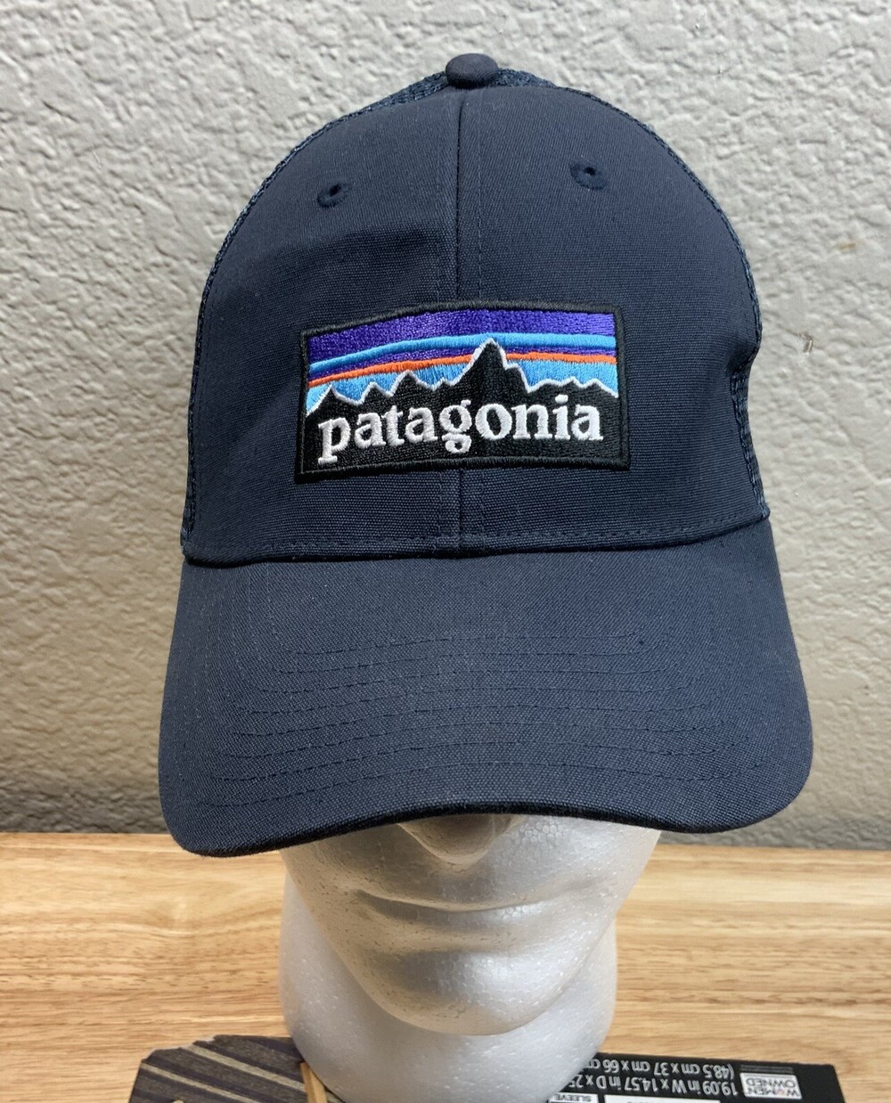 Patagonia Netplus Logo Blue Mesh Back Trucker Snapback Cap Hat Hiking Outdoor